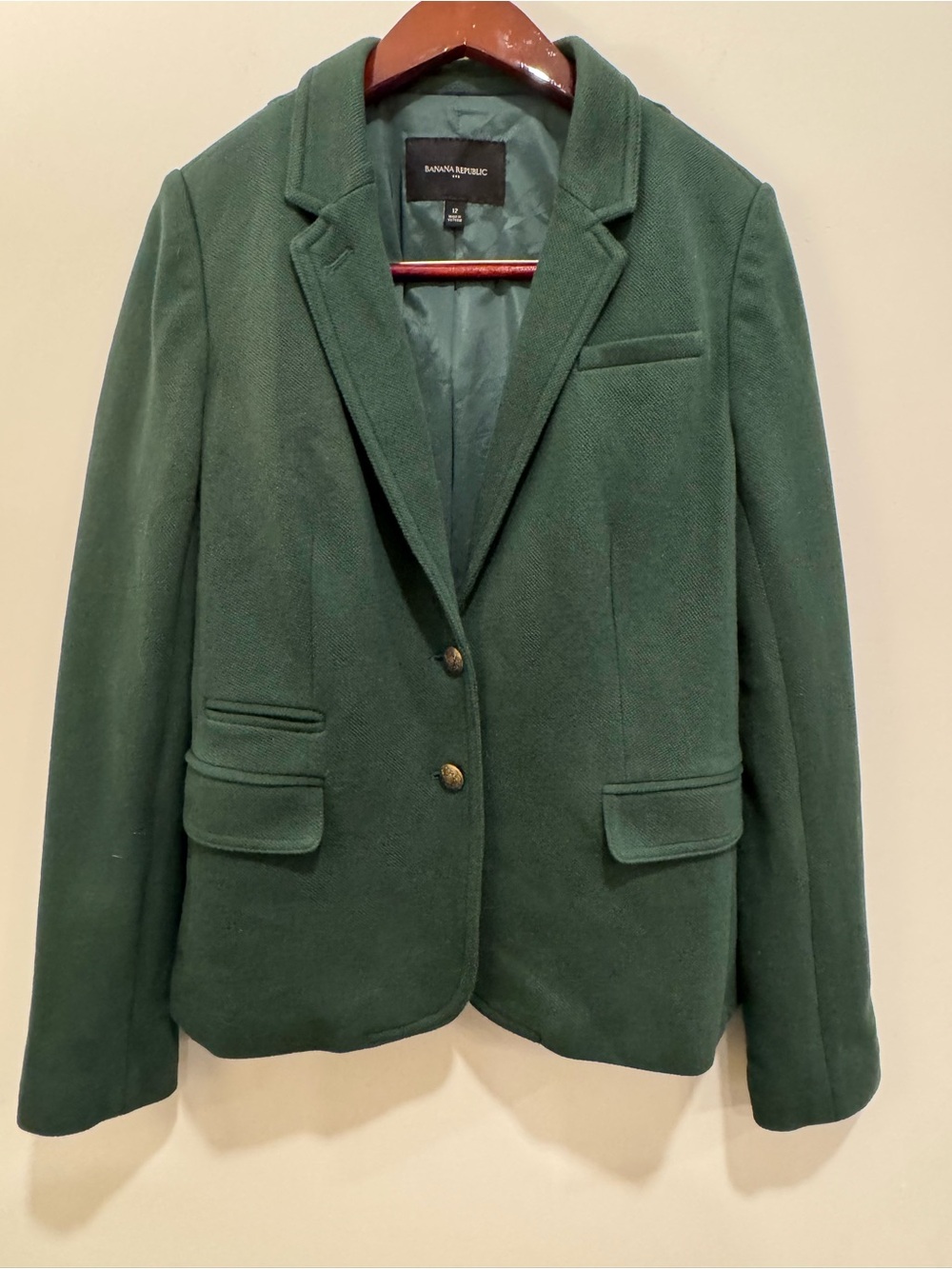 Banana Republic Women's Forest Green Cotton
Pique Blazer | Size 12